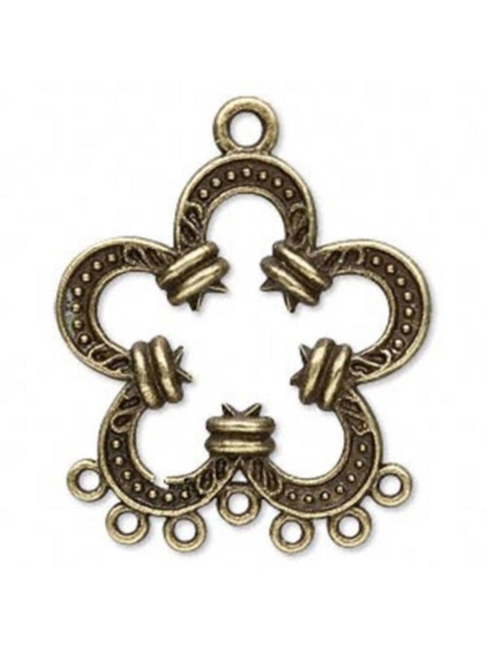 Antiqued Brass Pewter 33x32mm Fancy Flower Pendant Earring Findings 2 pcs